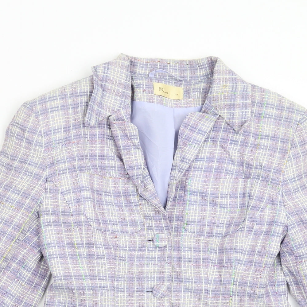 BHS Womens Purple Check  Jacket Blazer Size 10