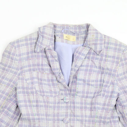 BHS Womens Purple Check  Jacket Blazer Size 10