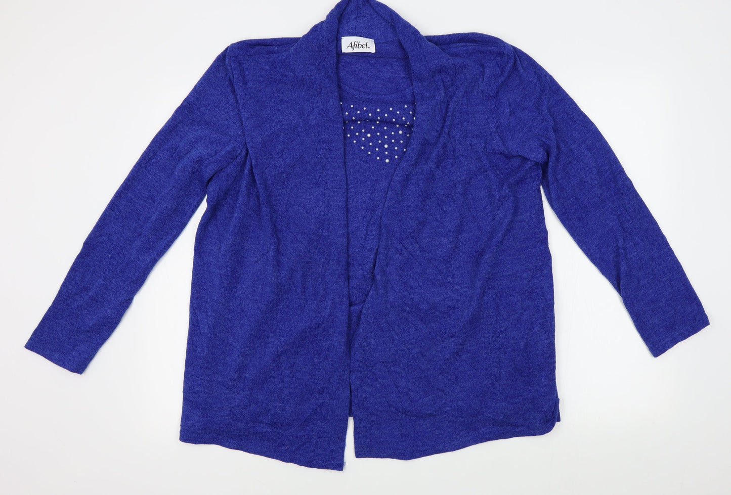 Womens UK Size 16 Afibel Blue Cardigan Jumper