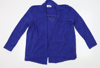 Womens UK Size 16 Afibel Blue Cardigan Jumper