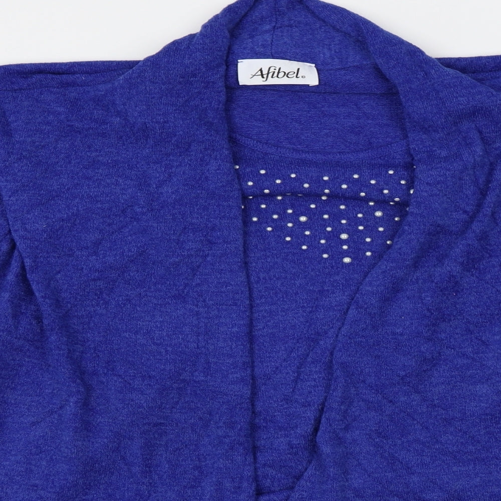 Womens UK Size 16 Afibel Blue Cardigan Jumper