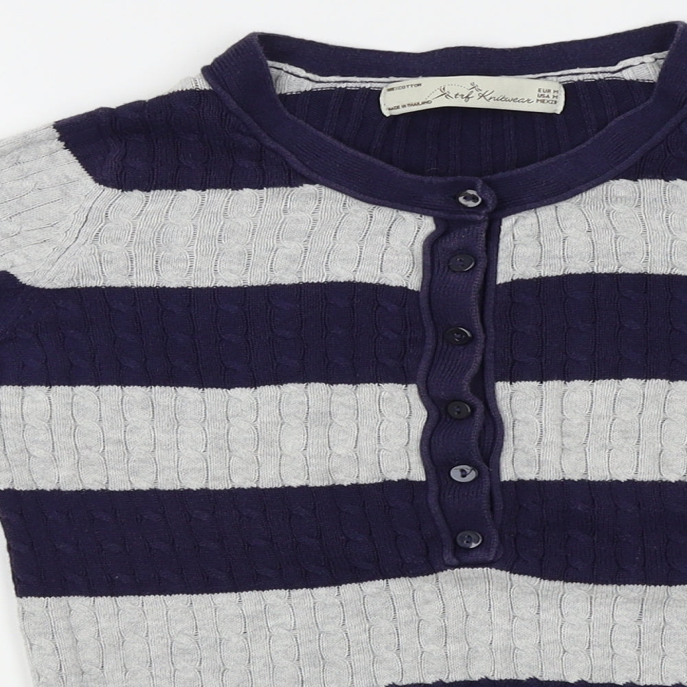 Womens UK Size M Knitwear Blue Cardigan Jumper
