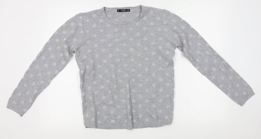 Mango Womens Grey Polka Dot  Pullover Jumper Size M