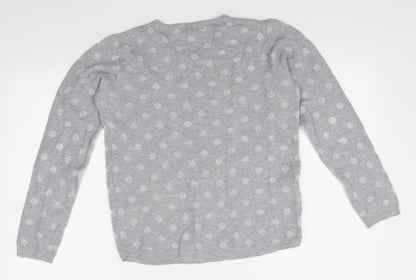 Mango Womens Grey Polka Dot  Pullover Jumper Size M