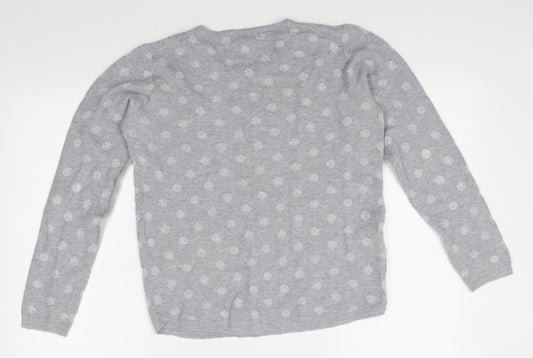 Mango Womens Grey Polka Dot  Pullover Jumper Size M