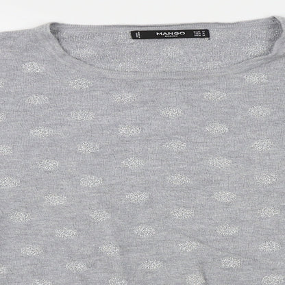 Mango Womens Grey Polka Dot  Pullover Jumper Size M