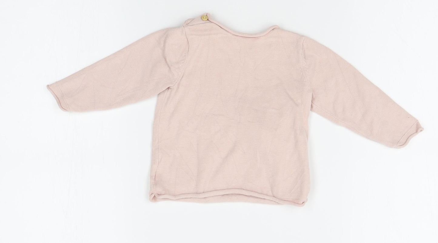 H&M Girls Pink   Pullover Jumper Size 6-9 Months