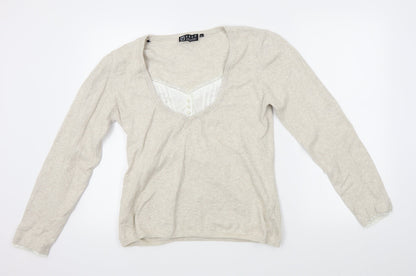 Womens UK Size XL YAYA Beige Pullover Jumper
