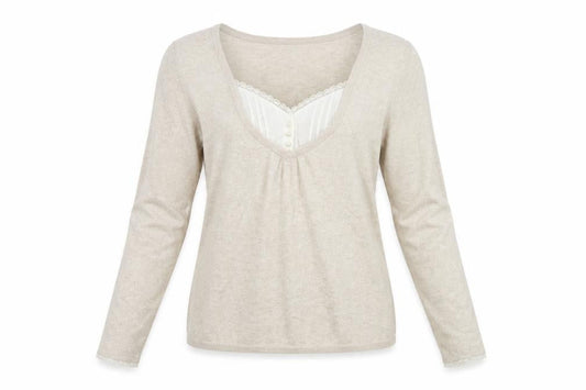 Front view of YAYA women’s beige jumper, size XL