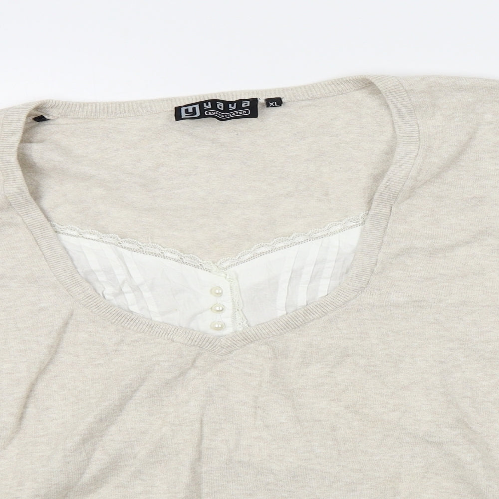 Womens UK Size XL YAYA Beige Pullover Jumper