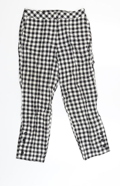 Topshop Womens Black Check  Trousers  Size 10 L24 in