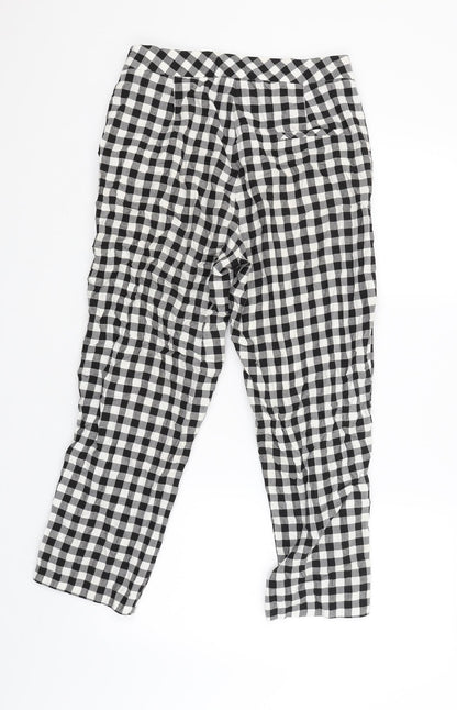 Topshop Womens Black Check  Trousers  Size 10 L24 in