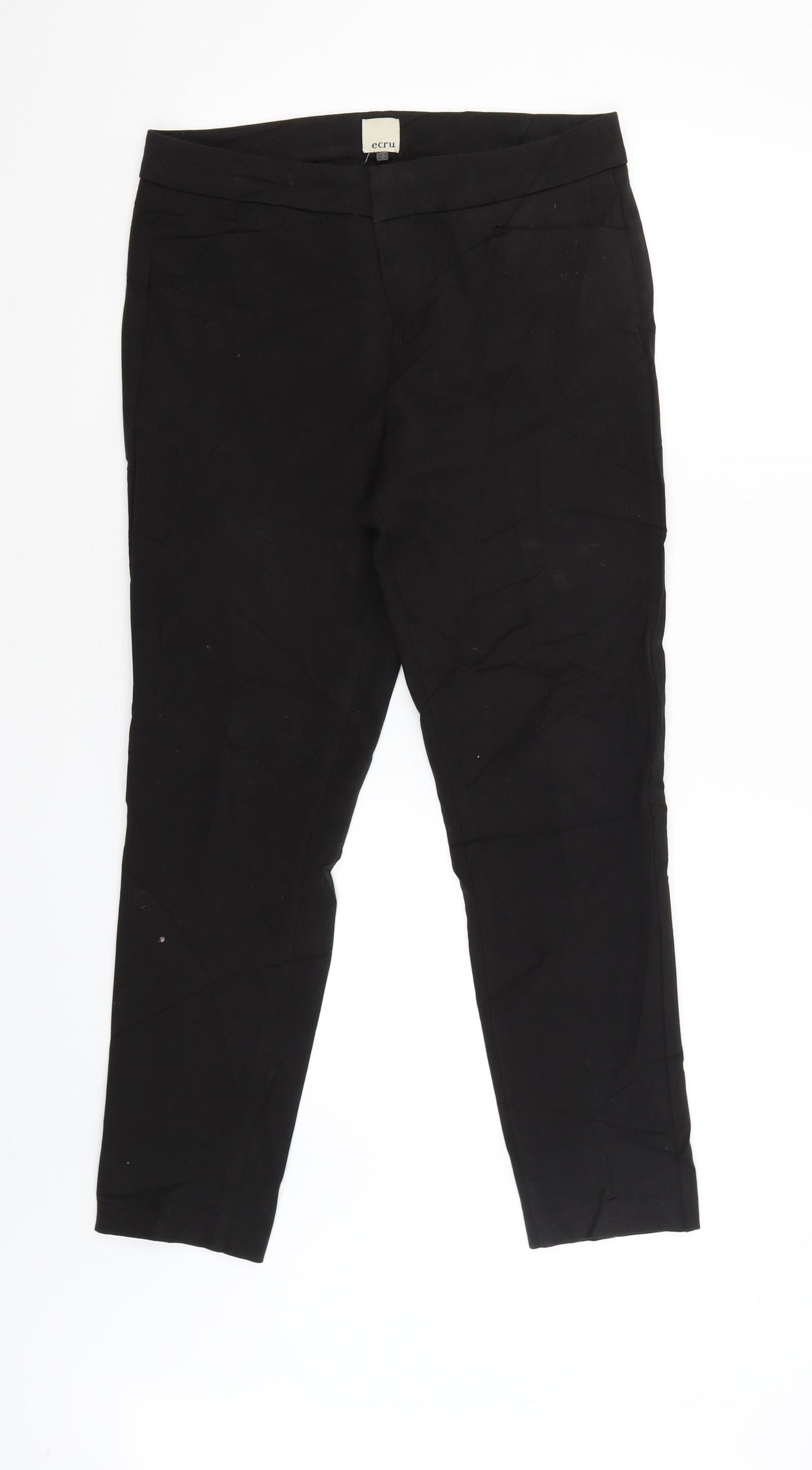 Womens UK Size 10 ecru Regular Fit  Black Trousers