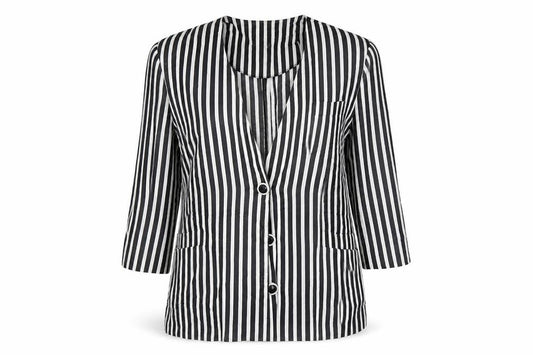 Leslie Fay Womens Black Striped  Basic Button-Up Size 44  - Size 46