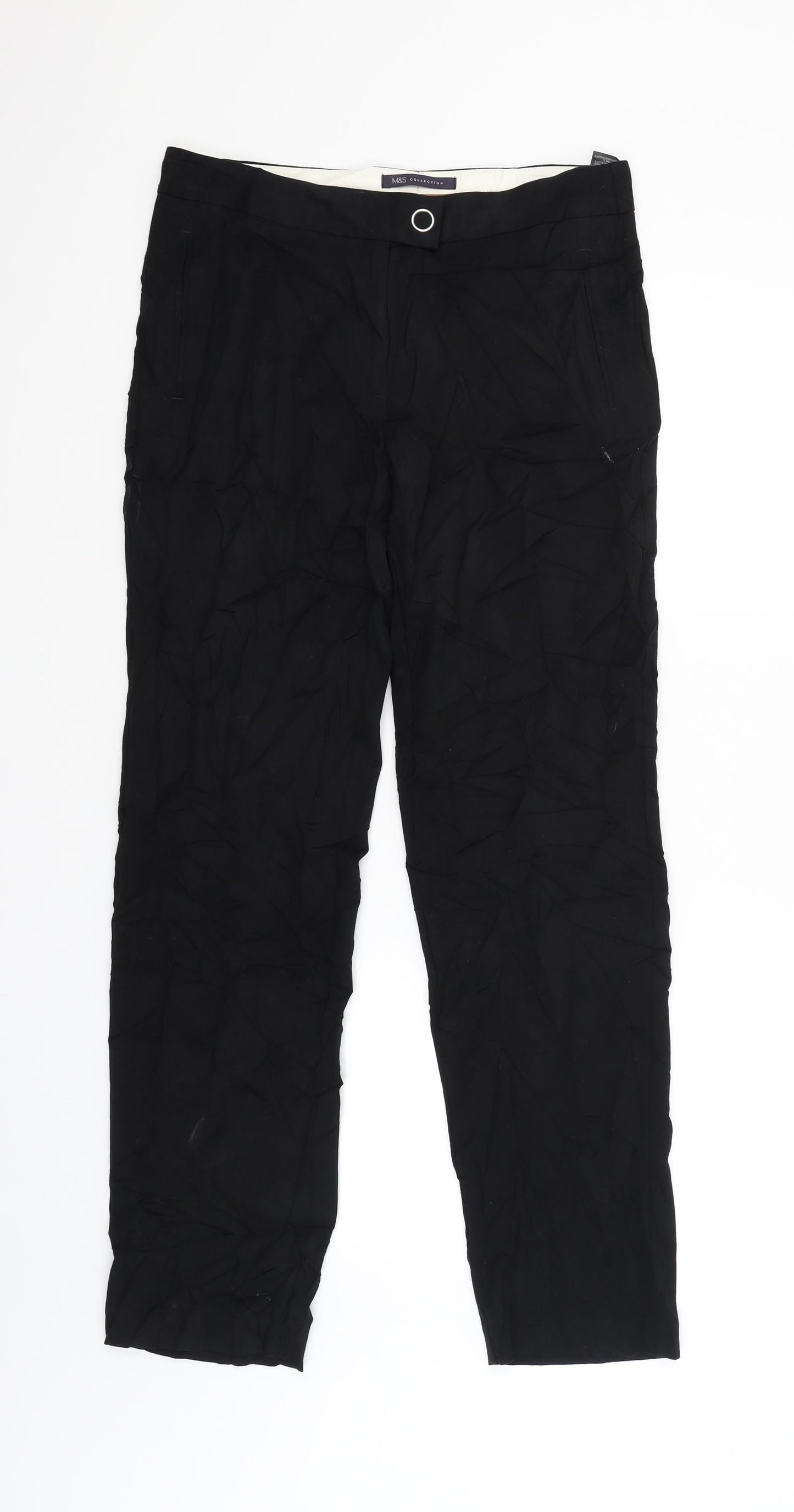 Womens UK Size 10 M&S Regular Fit  Black Trousers