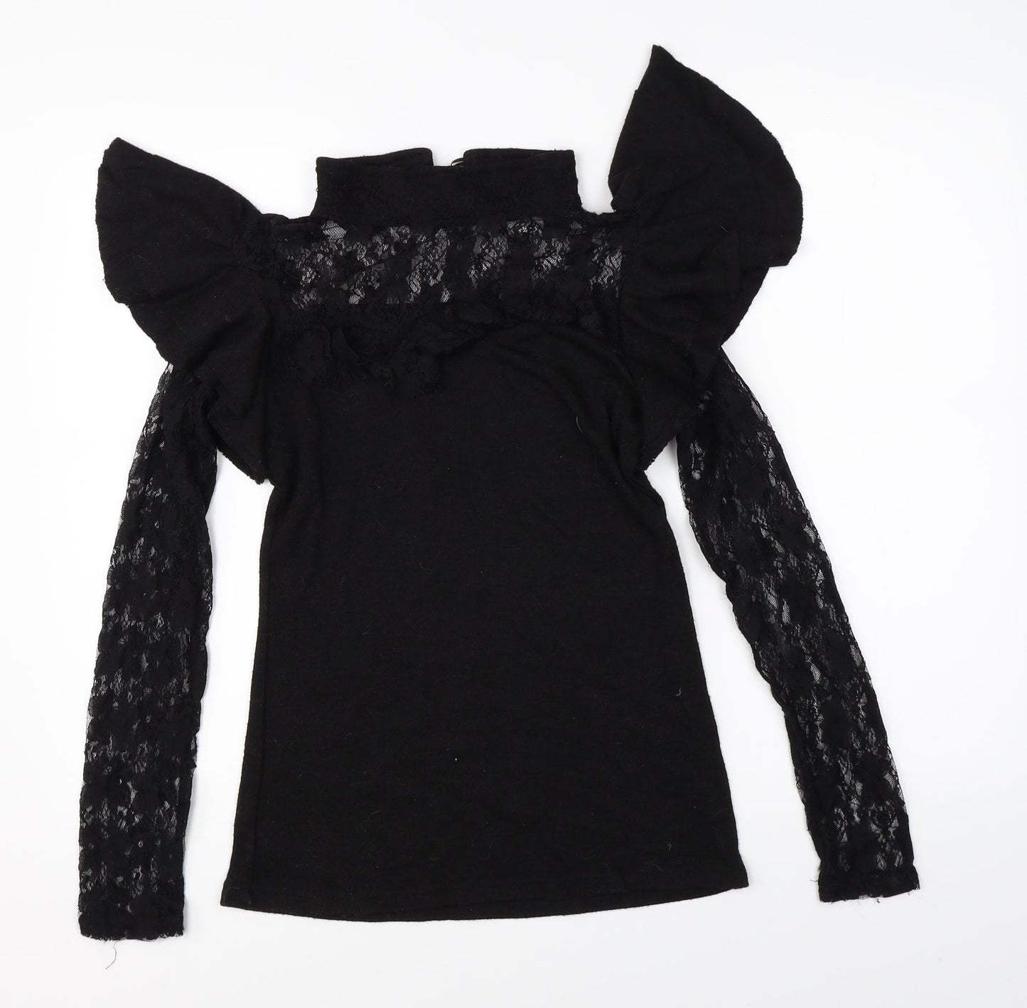 Womens UK Size L Preworn Black Basic Blouse