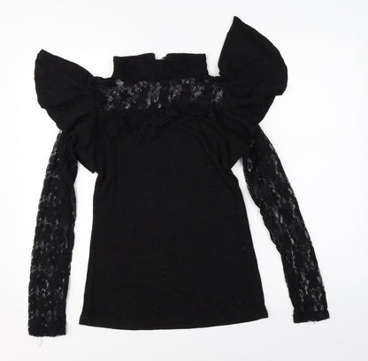 Womens UK Size L Preworn Black Basic Blouse