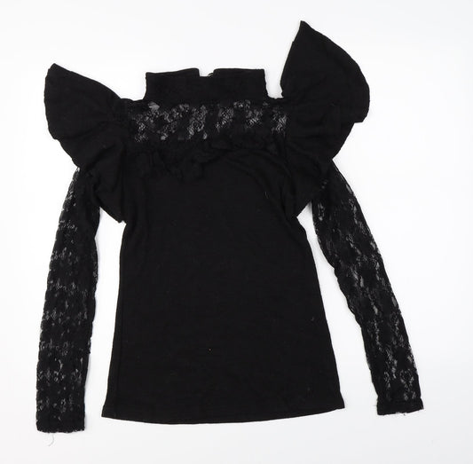 Womens UK Size L Preworn Black Basic Blouse