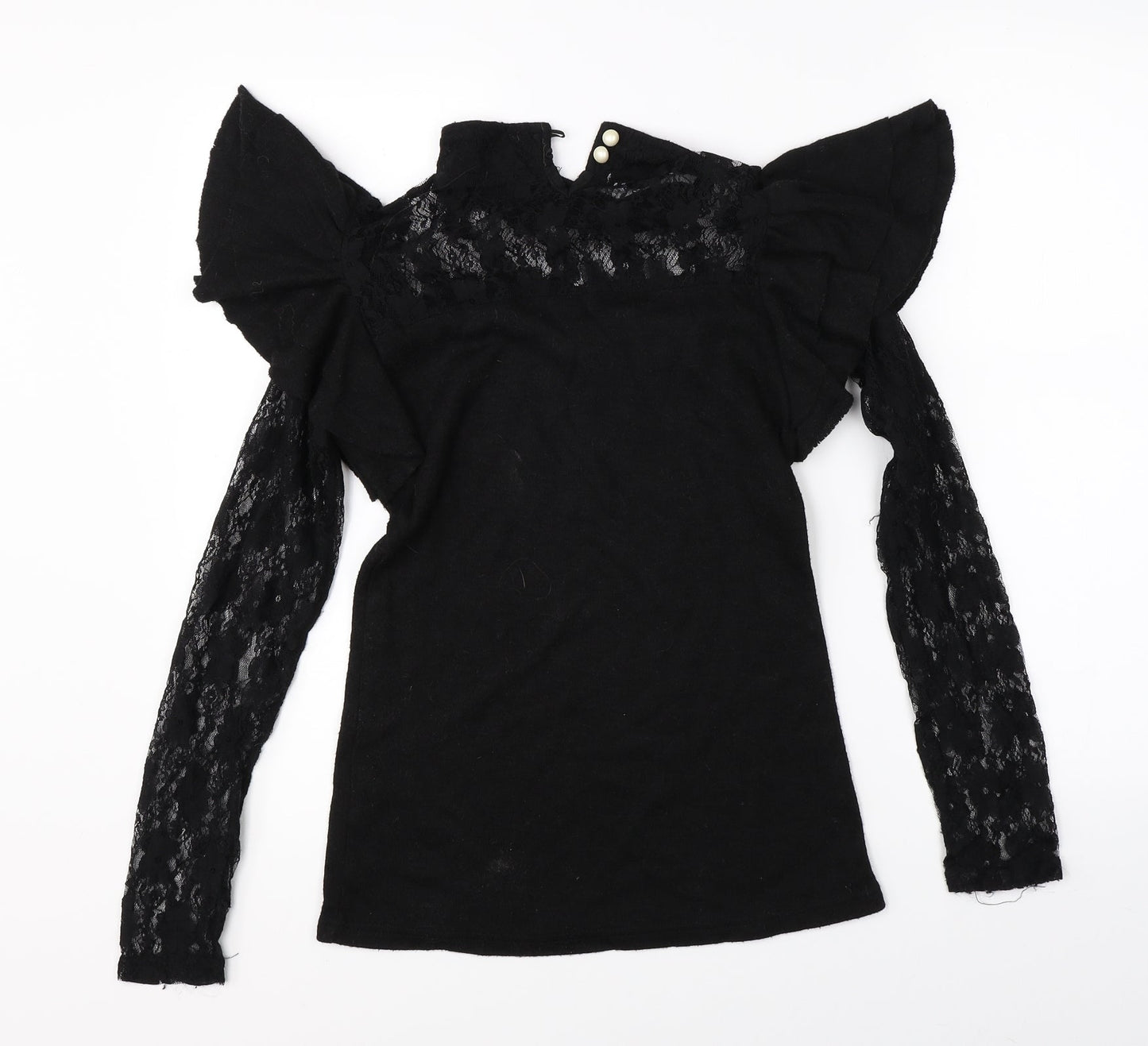 Womens UK Size L Preworn Black Basic Blouse