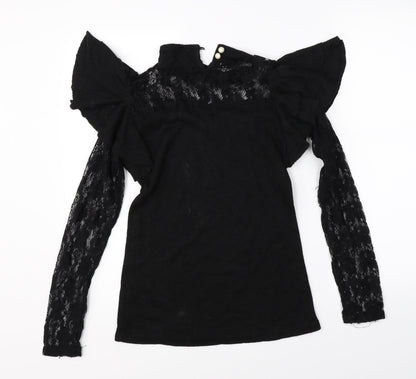 Womens UK Size L Preworn Black Basic Blouse