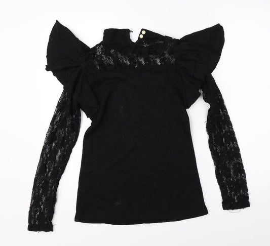 Womens UK Size L Preworn Black Basic Blouse