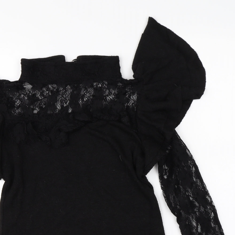 Womens UK Size L Preworn Black Basic Blouse