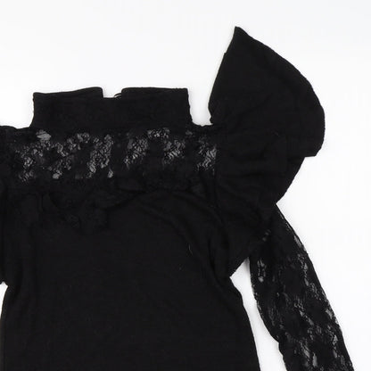 Womens UK Size L Preworn Black Basic Blouse