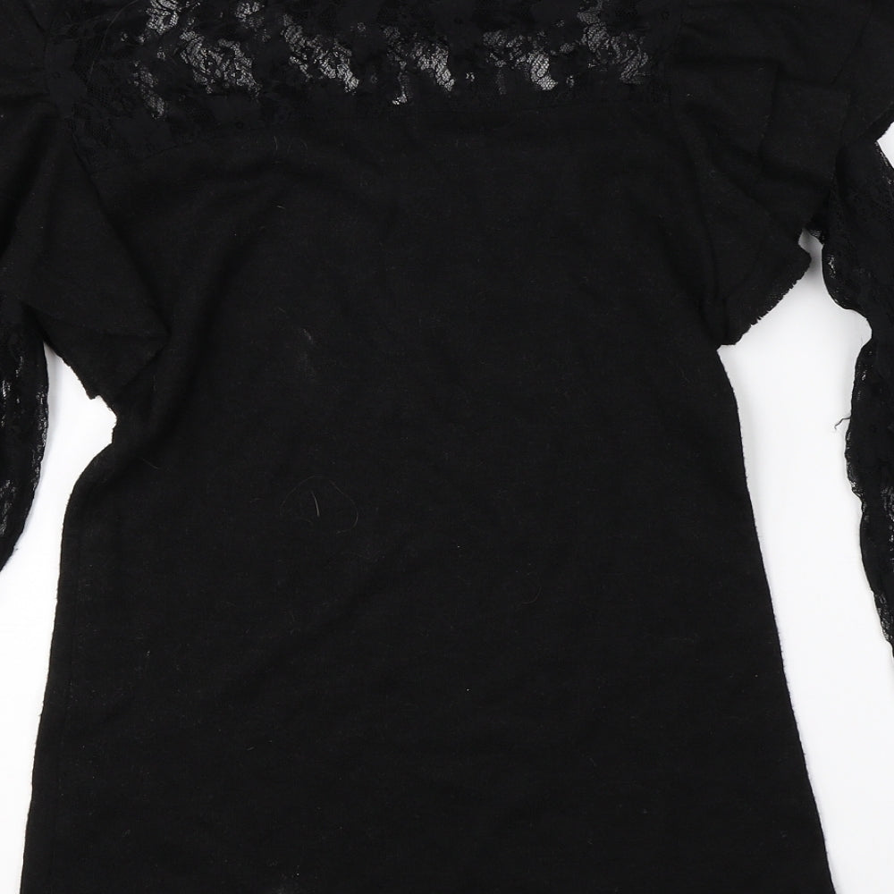 Womens UK Size L Preworn Black Basic Blouse
