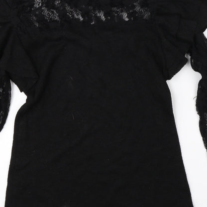 Womens UK Size L Preworn Black Basic Blouse