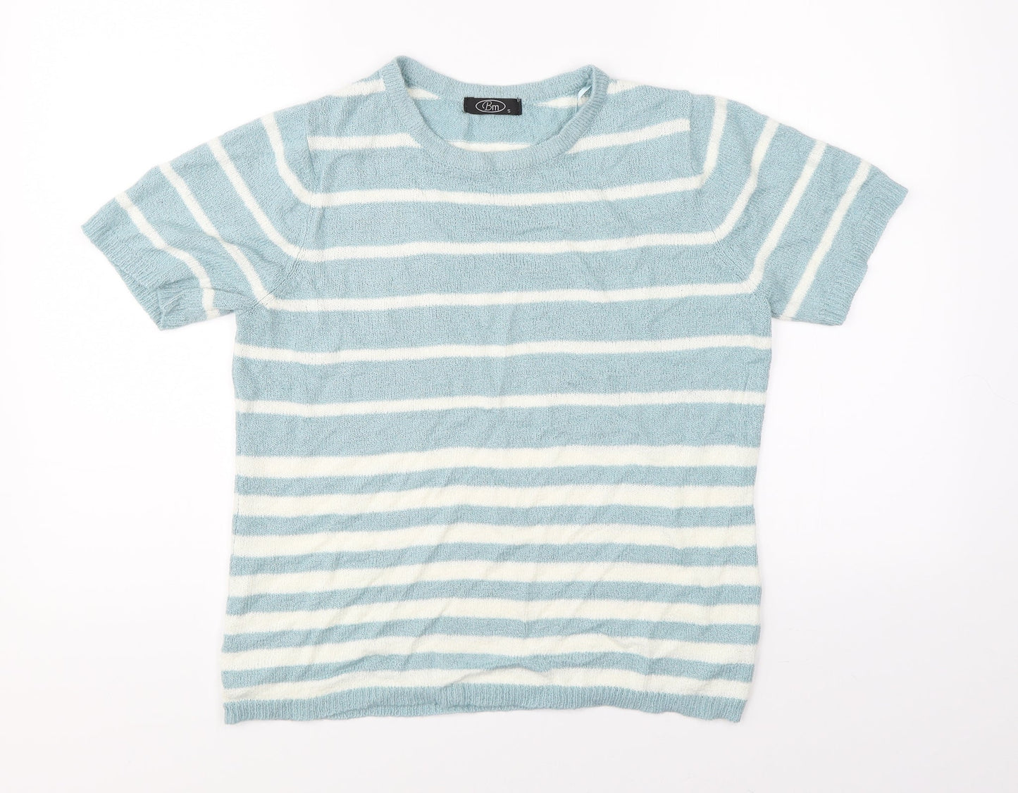 BM Womens Blue Striped  Basic Blouse Size S