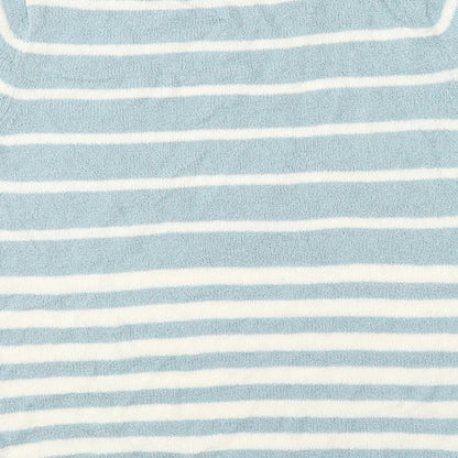 BM Womens Blue Striped  Basic Blouse Size S