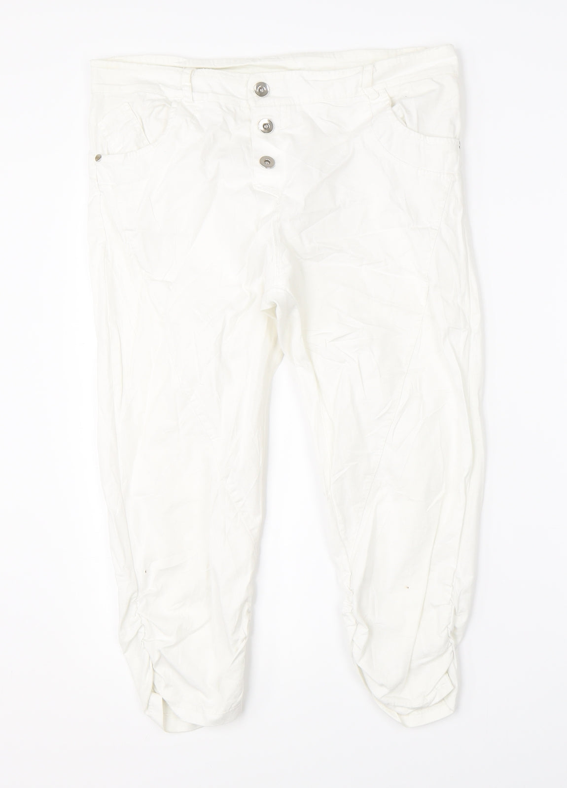 Zebra Womens White   Cropped Trousers Size M L20 in