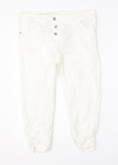 Zebra Womens White   Cropped Trousers Size M L20 in