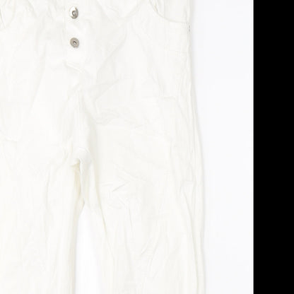 Zebra Womens White   Cropped Trousers Size M L20 in