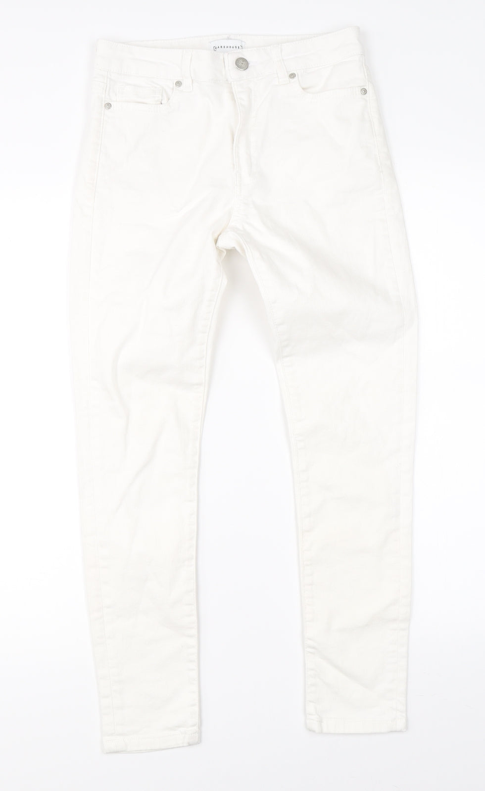 Womens UK Size 8 Warehouse Regular Fit Straight White Jeans
