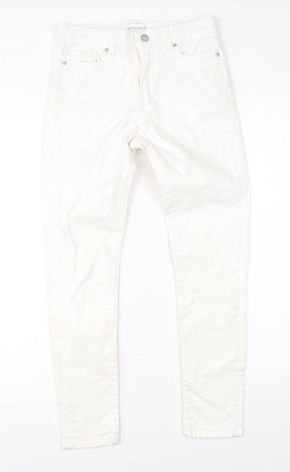 Womens UK Size 8 Warehouse Regular Fit Straight White Jeans
