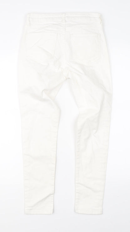 Womens UK Size 8 Warehouse Regular Fit Straight White Jeans