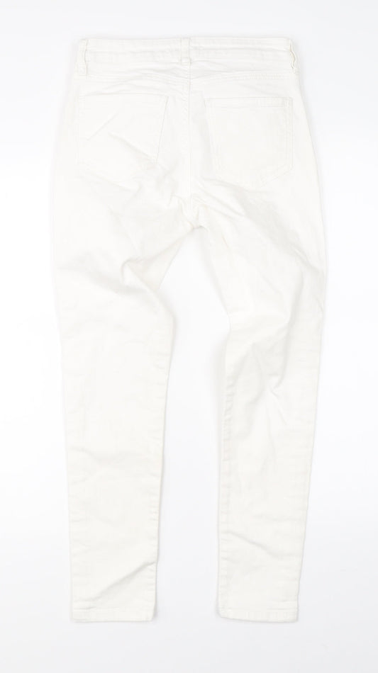 Womens UK Size 8 Warehouse Regular Fit Straight White Jeans