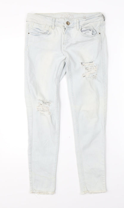 Zara Womens Blue  Denim Straight Jeans Size 8 L25 in