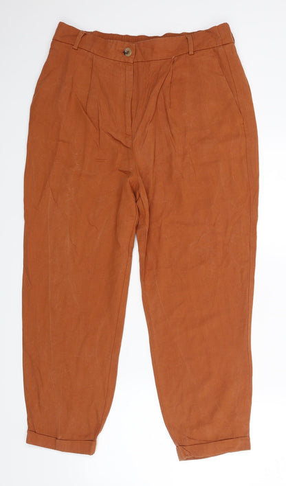 Womens UK Size 14 M&S Regular Fit  Brown Trousers