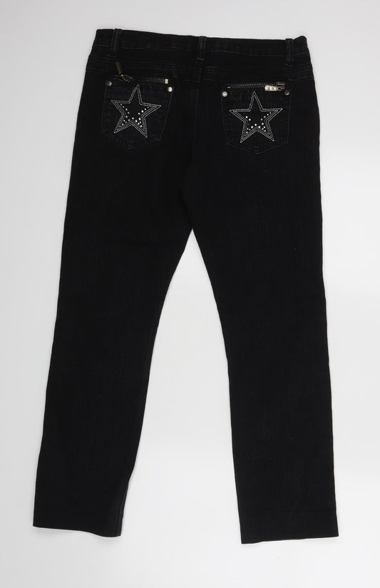 C&A Womens Black   Straight Jeans  L27 in