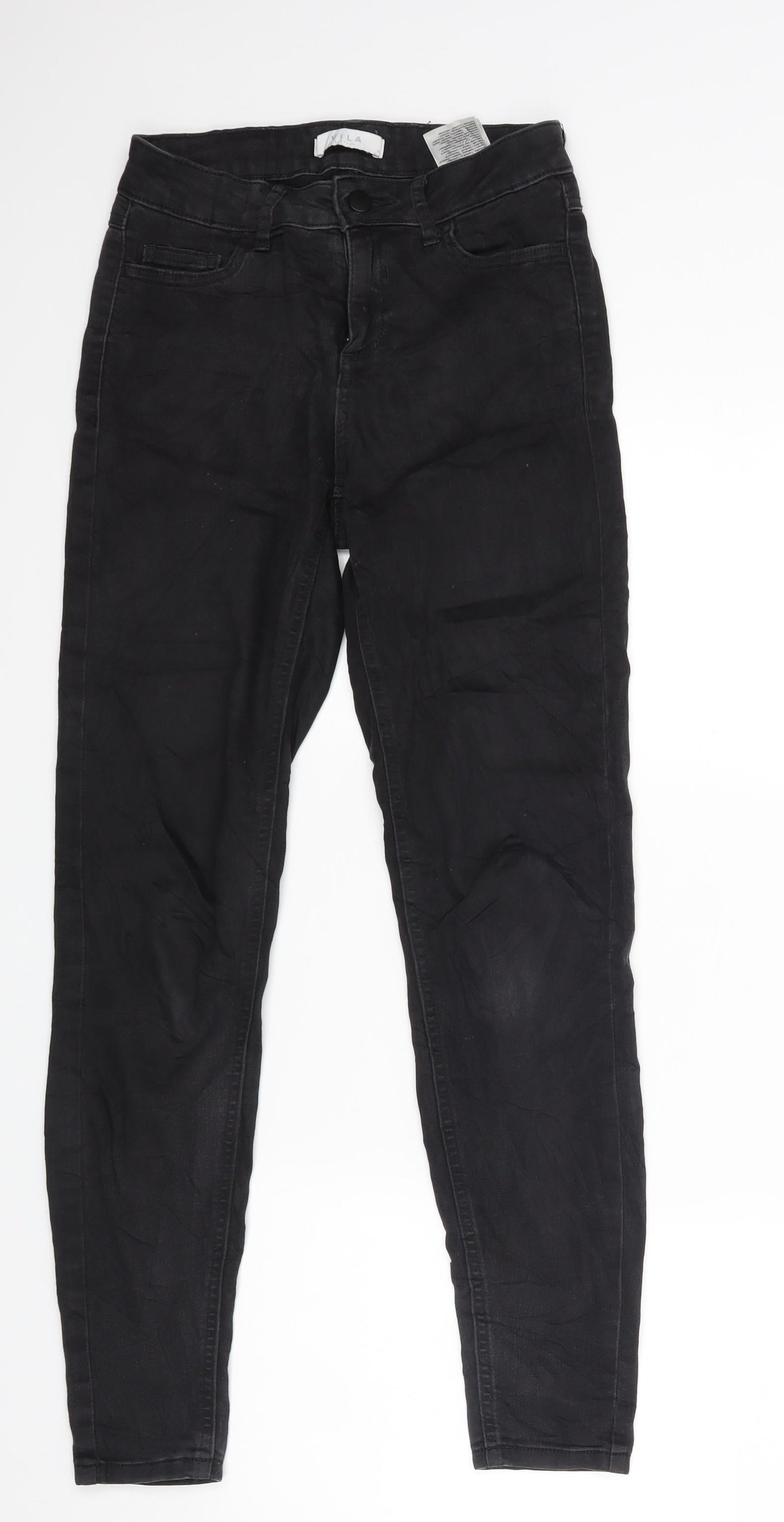 Womens UK Size XS VILA Regular Fit Skinny Black Jeans
