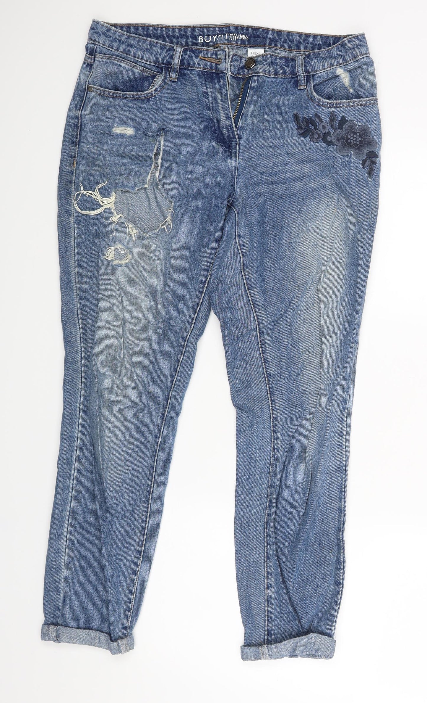 NEXT Womens Blue Floral  Straight Jeans Size 10 L27 in