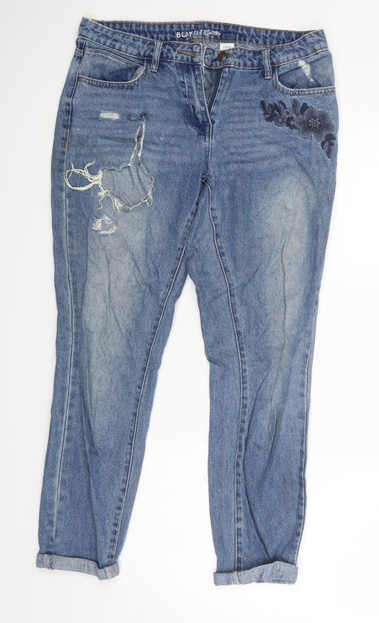 NEXT Womens Blue Floral  Straight Jeans Size 10 L27 in