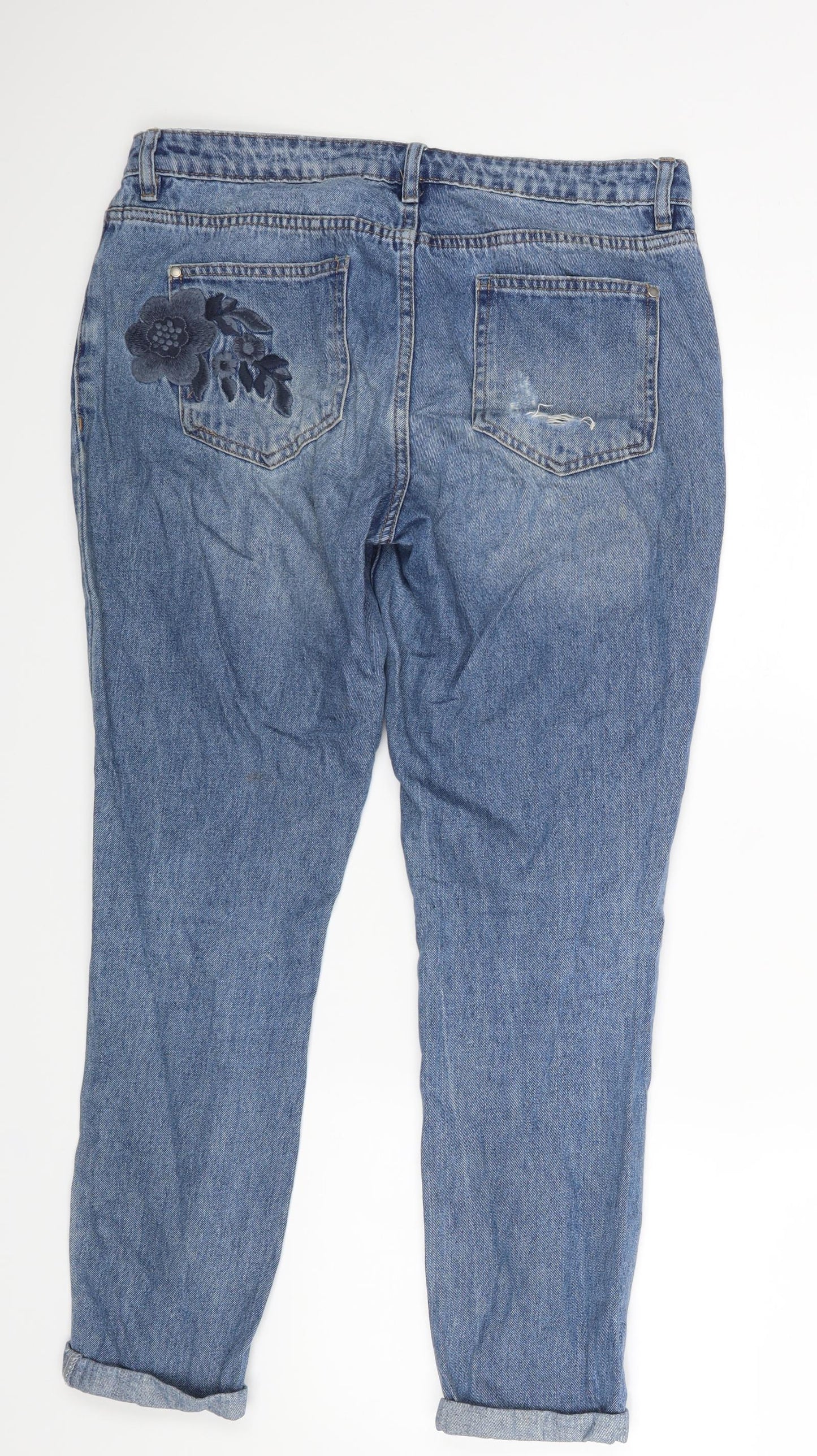 NEXT Womens Blue Floral  Straight Jeans Size 10 L27 in