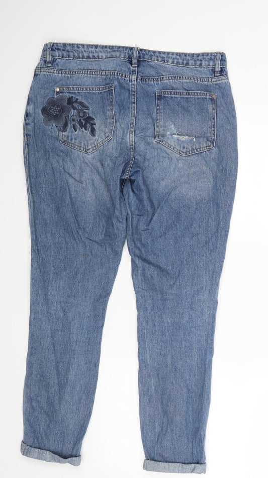 NEXT Womens Blue Floral  Straight Jeans Size 10 L27 in