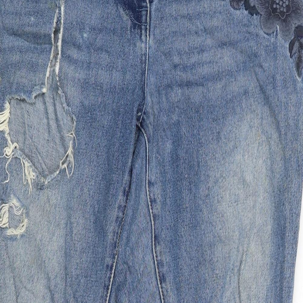 NEXT Womens Blue Floral  Straight Jeans Size 10 L27 in