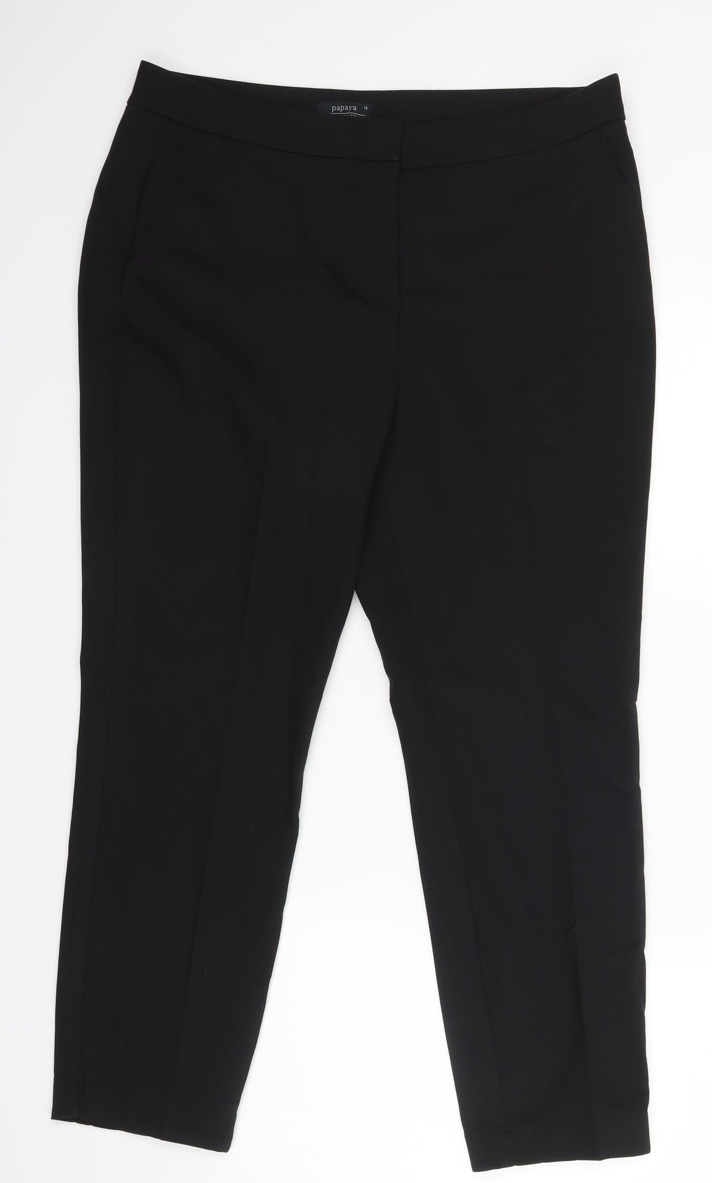 Womens UK Size 14 Papaya Regular Fit Dress Pants Black Trousers