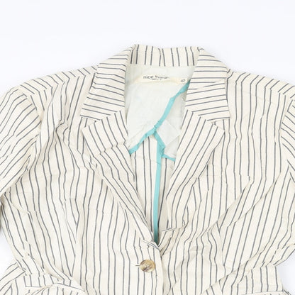 nice things Womens White Striped  Jacket  Size 12