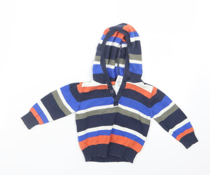 C&A Boys Blue Striped Knit Pullover Jumper Size 3-6 Months